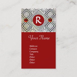 Carte De Visite MONOGRAMME d'EAGLE, RUBIS ROUGE lumineux