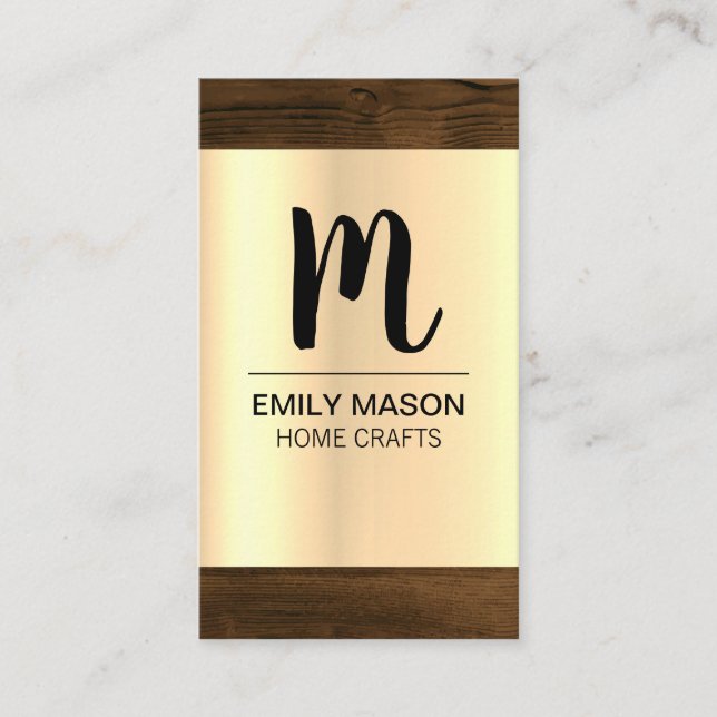 Carte De Visite Monogramme | Découpe de grains de bois (Devant)