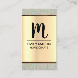 Carte De Visite Monogramme / Découpe en bois Feuille / Naturel