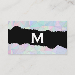 Carte De Visite Monogramme   Dégradé holographique   Effet Torn