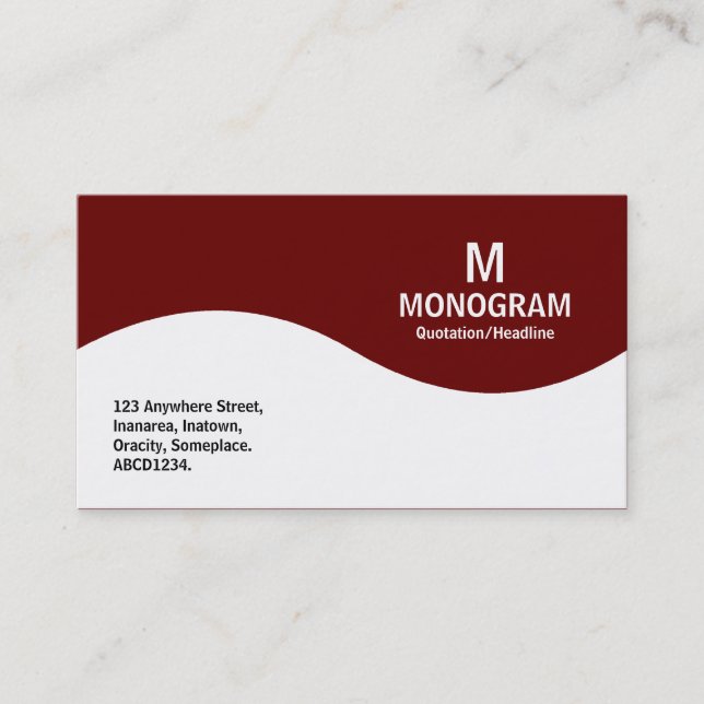 Carte De Visite Monogramme demi-vague - Maroon foncé 660000 (Devant)