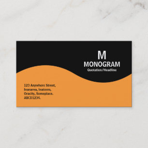 Carte De Visite Monogramme demi-vague - Orange clair avec noir
