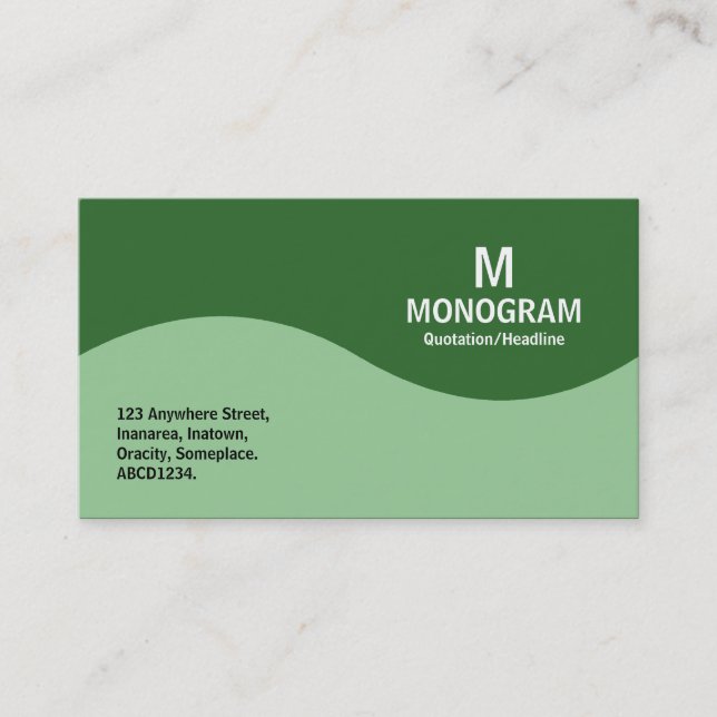 Carte De Visite Monogramme demi-vague - Vert dégradé avec Vert 2F6 (Devant)