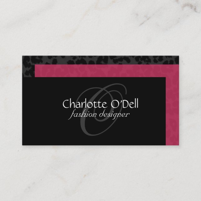 Carte De Visite monogramme d'empreinte de léopard (Devant)