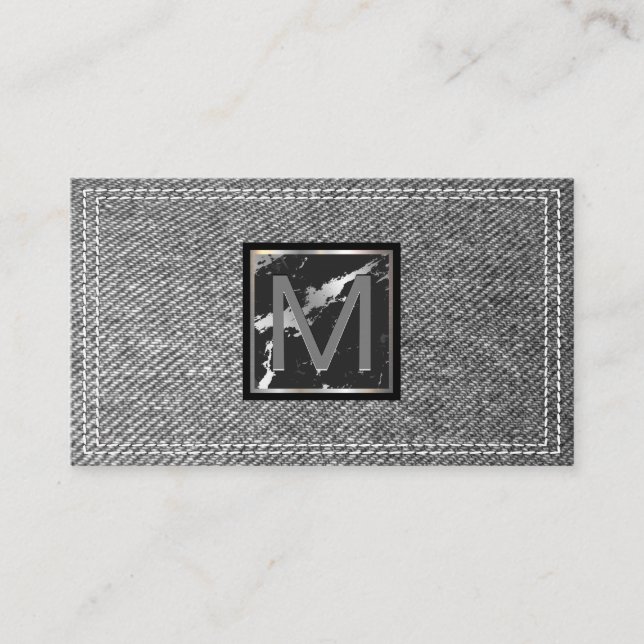 Carte De Visite Monogramme | Déni double pointillé (Devant)