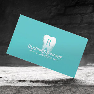 Carte De Visite Monogramme Dentiste Logo dentaire Turquoise