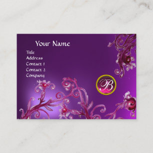 Carte De Visite MONOGRAMME DES BÉRIES MAGIQUES, améthyste pourpre 