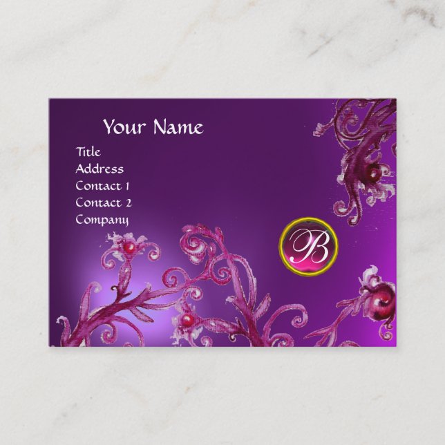 Carte De Visite MONOGRAMME DES BÉRIES MAGIQUES, améthyste pourpre  (Devant)