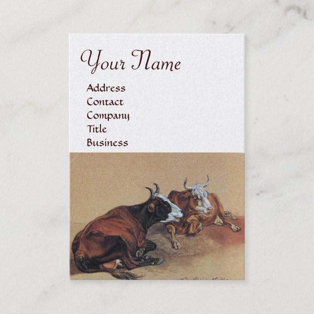 Carte De Visite MONOGRAMME DES DEUX VACHES LONGUES, Papier perlé b (Devant)