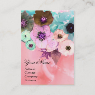 CARTE DE VISITE MONOGRAMME DES ROSES TURQUOISES ROSE BLANC ET DES 