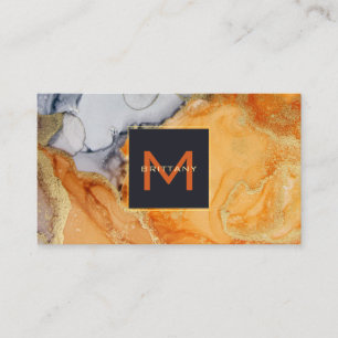 Carte De Visite Monogramme d'huile d'or Amber Grey Black Custom