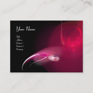 Carte De Visite MONOGRAMME D'OISEAU LUMIÈRE Vibrant noir rose roug