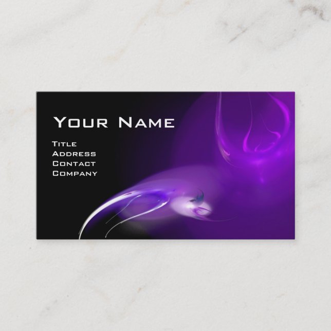 Carte De Visite MONOGRAMME D'OISEAU LUMIÈRE Vibrant violet noir (Devant)