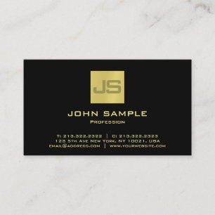 Carte De Visite Monogramme d'or noir élégant professionnel moderne