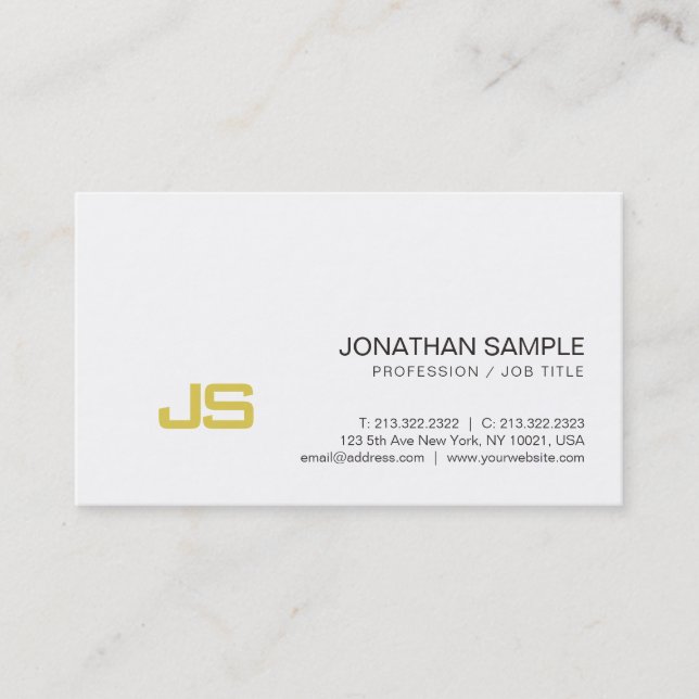 Carte De Visite Monogramme d'or professionnel Design élégant (Devant)