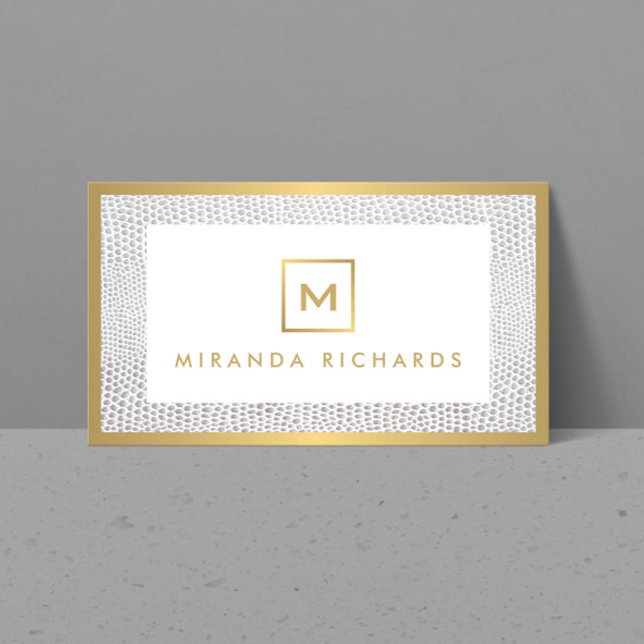 Carte De Visite Monogramme du logo de la boîte avec l'impression é (Créateur téléchargé)