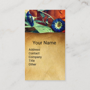 CARTE DE VISITE MONOGRAMME DU MATIN BLEU GLORIES FLORAL PARCHMENT 