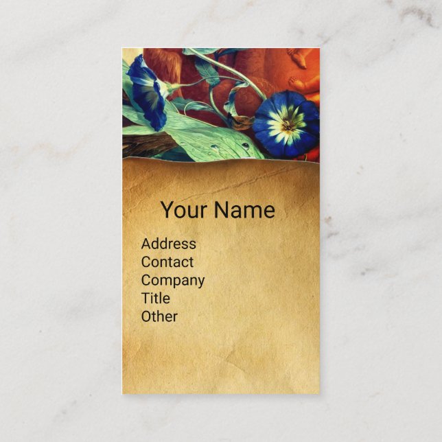 CARTE DE VISITE MONOGRAMME DU MATIN BLEU GLORIES FLORAL PARCHMENT  (Dos)