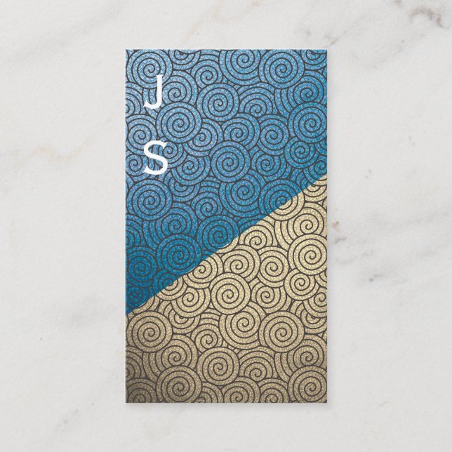 Carte De Visite Monogramme du Motif Tourbillonnant de blocs de cou (Devant)