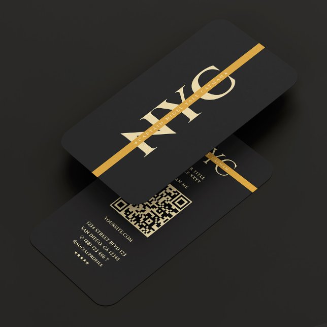 Carte De Visite Monogramme du répartiteur de ligne jaune mince mod (Modern Thin Gold Line Dispatcher Monogram Business Card
)