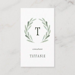 Carte De Visite Monogramme élégant de guirlande de branche
