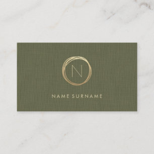Carte De Visite Monogramme élégant de toile moderne d'or de vert