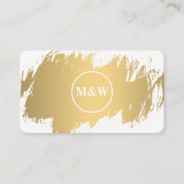 Carte De Visite Monogramme Elegant Faux Gold Grunge (Devant)