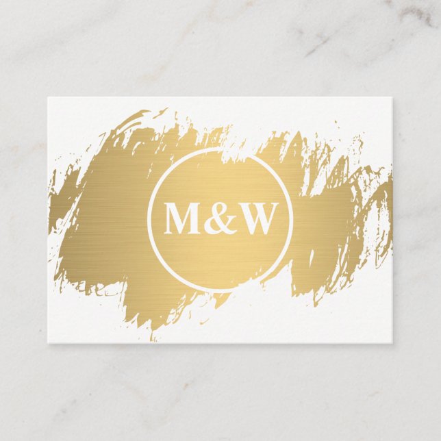 Carte De Visite Monogramme Elegant Faux Gold Grunge (Devant)