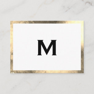 Carte De Visite Monogramme Elegant Faux Golden Border