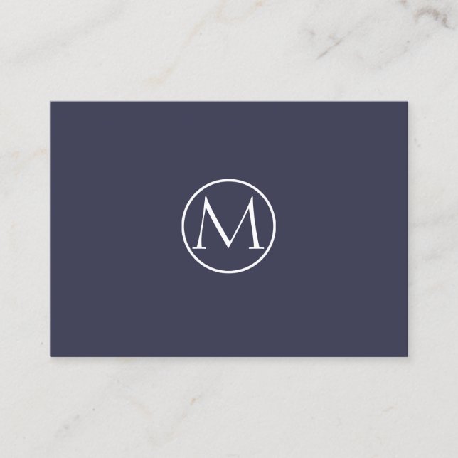 Carte De Visite Monogramme élégant Indigo (Devant)