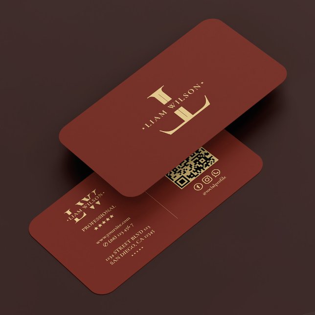 Carte De Visite Monogramme Élégant Logo L Moderne Dark Terracotta (Monogram Elegant Logo L Modern Dark Terracotta Business Card
)