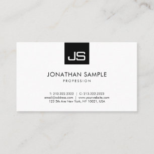 Carte De Visite Monogramme Élégant Minimaliste Moderne Noir Et Bla