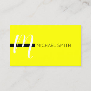 Carte De Visite Monogramme élégant moderne Jaune et Noir
