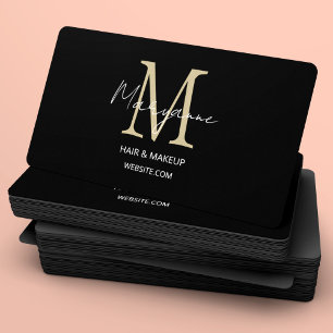 Carte De Visite Monogramme élégant moderne Noir professionnel