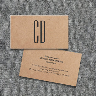 Carte De Visite Monogramme élégant moderne Papier Kraft Consultant