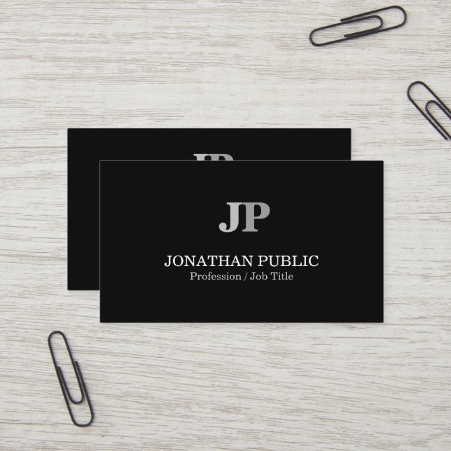 Carte De Visite Monogramme élégant moderne professionnel chic (Devant/Arrière en situation)