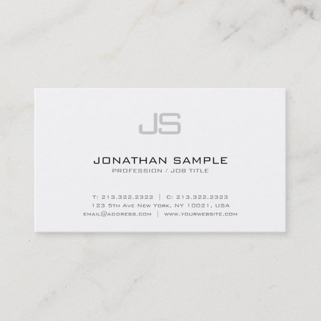 Carte De Visite Monogramme élégant professionnel Design chic moder (Devant)