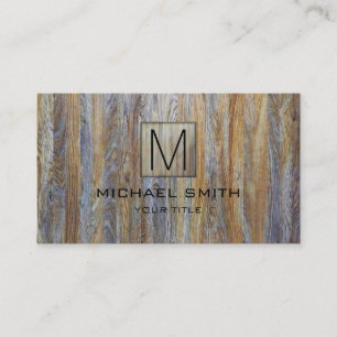 Carte De Visite Monogramme élégant professionnel du grain de bois 