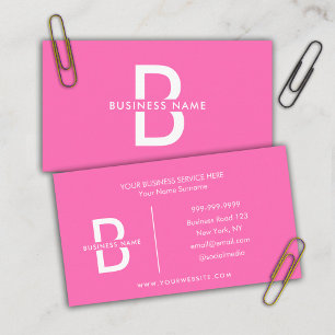 Carte De Visite Monogramme élégant rose et blanc Moderne Professio