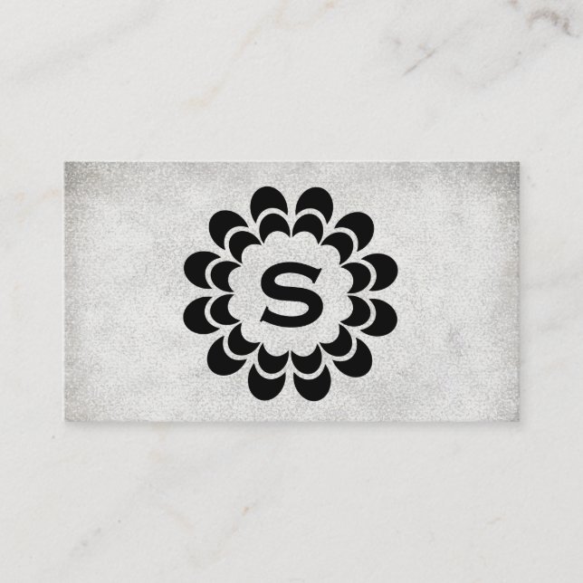 Carte De Visite Monogramme | Élément | Grunge texture (gris) (Devant)