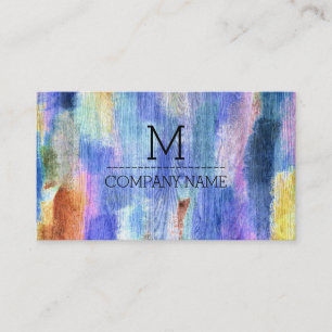Carte De Visite Monogramme en bois moderne coloré professionnel #4