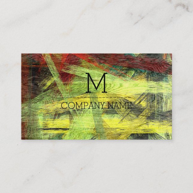 Carte De Visite Monogramme en bois moderne couleur professionnelle (Devant)
