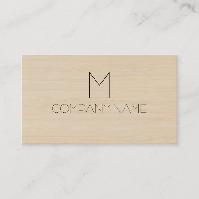 Carte De Visite Monogramme en bois moderne professionnel de grain (Devant)