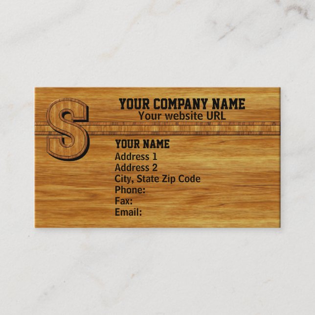 Carte De Visite Monogramme en bois S (Devant)