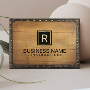 Carte De Visite Monogramme en cuir Vintage de construction
