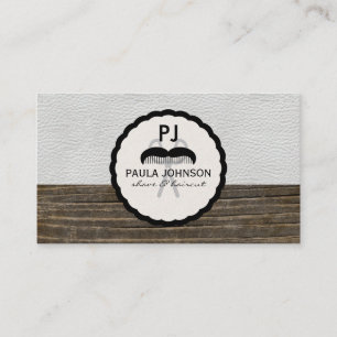 Carte De Visite Monogramme en cuir Vintage en bois Barre