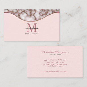 Carte De Visite Monogramme en marbre doré Rose moderne à roulettes