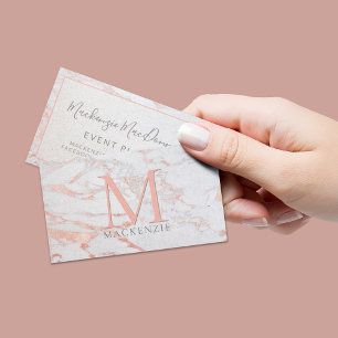 Carte De Visite Monogramme en marbre or Rose en cuivre élégant