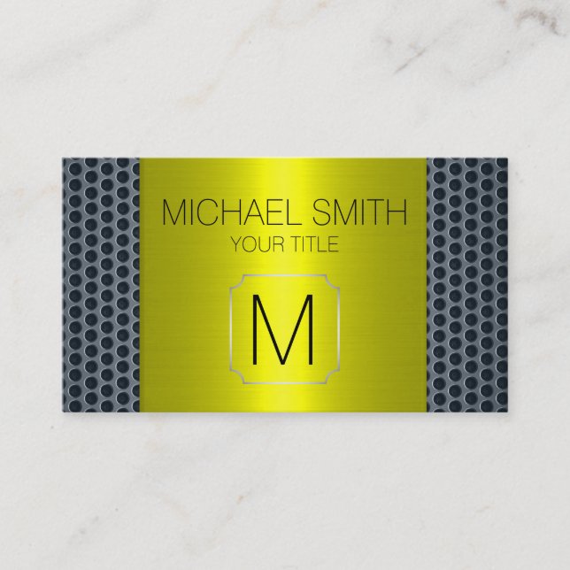 Carte De Visite Monogramme en métal inoxydable de luxe or (Devant)