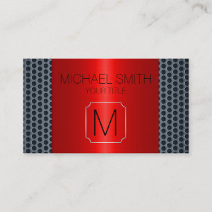 Carte De Visite Monogramme en métal inoxydable de luxe rouge
